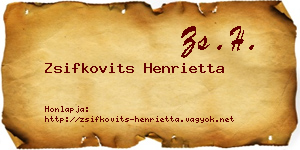 Zsifkovits Henrietta névjegykártya